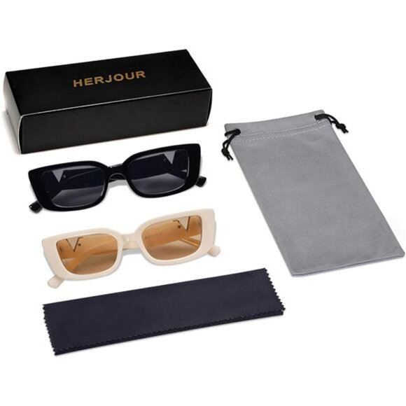 Retro Rectangle Sunglasses Women Y2K 90s Vintage Square UV Protection Shades - Picture 5 of 6